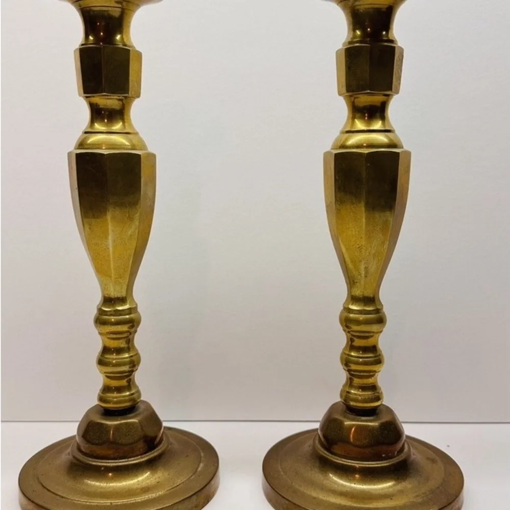 Elegant Heavy Brass Candle Holders-Vintage